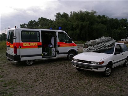 Übung DRK DLRG Bergung eines Autos aus dem Erlichsee