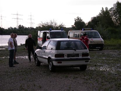 Übung DRK DLRG Bergung eines Autos aus dem Erlichsee