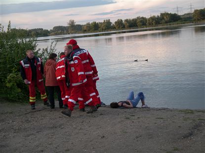 Übung DRK DLRG Bergung eines Autos aus dem Erlichsee